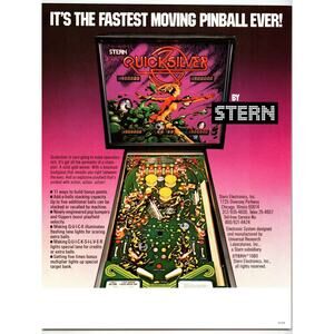 Quicksilver Pinball Flyer Original Vintage 1980 Fantasy Sci-Fi Retro Art Promo